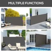 Outsunny Retractable Side Awning, Outdoor Privacy Screen for Garden, Hot Tub, Balcony, Terrace, Pool, 400 x 180cm, Dark Grey(m-7)