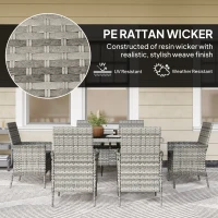 Outsunny Seven-Piece Rattan Dining Set - Mixed-Grey(m-5)