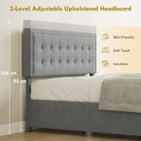 HOMCOM Double Size Ottoman Bed Frame, with Front Drawer - Grey(m-6)