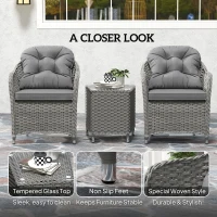 Outsunny Three-Piece Super Padded Rattan Set - Light Grey(m-6)