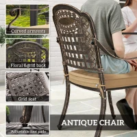 Outsunny Five-Piece Cast Aluminium Garden Dining Set - Bronze Tone(m-7)