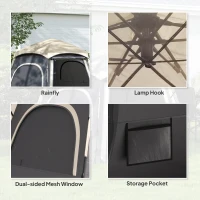 Outsunny Instant Pop Up Camping Tent, 2/3/4 Person Easy Setup Dome Family Tent with Vestibule, Rainfly, 4 Mesh Windows & 2 Doors, Hexagonal Design, Waterproof & UV Protected, Dark Grey(m-7)