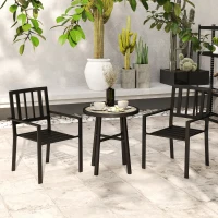 Outsunny 3 Piece Patio Bistro Set with Plastic Top, 2 Stackable Chairs, Galvanised Steel Frame, Grey(m-9)