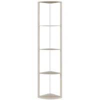 HOMCOM RGB LED Floor Lamp with Shelves, 5-Tier Dimmable Standing Lamp with Adjustable Brightness and Remote Control, Modern Corner Display Shelf Unit for Living Room Bedroom Office, Oak(m-1)