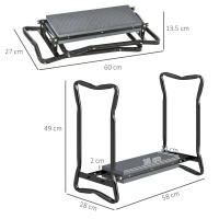 Outsunny 2 In 1 Garden Kneeler Seat Kneeling Pad Support Bench Foldable Knee Protector, Grey(m-3)