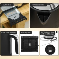 HOMCOM Sleek Textured Kettle and Four-Slice Toaster Set - Black(m-9)