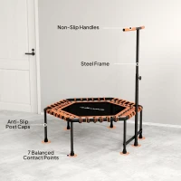 SPORTNOW 45" Rebounder Trampoline for Adults, Quiet Bungee Rebounder with LED Lights and Adjustable Handle, Orange(m-7)