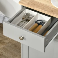HOMCOM Sideboard with Rubberwood Top and Adjustable Shelves for Dining Room, Kitchen - Grey(m-8)