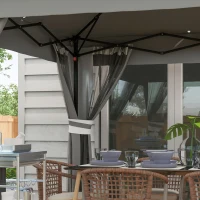 Outsunny 3.36 x 3.36m Pop Up Gazebo Party Tent with Solar-Powered LED Lights, Adjustable Event Shelter with Netting, Grey(m-9)
