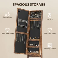 HOMCOM Freestanding Mirrored Jewellery Storage Cabinet - Wood-Effect(m-4)