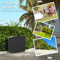 Outsunny Foldable Sun Lounger Set of 2 with Sun Shade & Adjustable Backrest - Black(m-5)