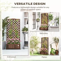 Outsunny Wooden Planter with Trellis, Freestanding Raised Bed for Garden with Lattice, Outdoor Planter Box for Climbing Plants, Vines, Flowers, 76 x 36 x 170 cm, Dark Brown(m-4)