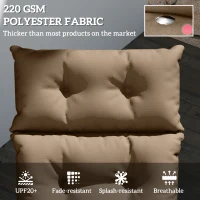 Outsunny Sun Lounger Cushion Only, 190 x 56 x 10 cm Garden Lounge Chair Cushion, UPF20+ 220gsm Fabric, Thick Sunbed Replacement Pad with 6 Ties, Khaki(m-4)