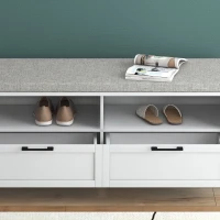 HOMCOM Shoe Bench with Removable Cushion, Shoe Storage Bench with Padded Seat, Open Compartments and Drawers for Entryway Hallway(m-6)