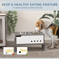 PawHut 3 Height Adjustable Raised Dog Bowls, Dog Feeding Storage Station w/ Slow Feeder Mat, 2 Stainless Steel Bowls(m-4)