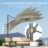 Outsunny 3 m Five-Angle Cantilever Parasol - Light Grey(m-5)