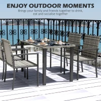 Outsunny Outdoor Dining Set 5 Pieces Patio Conservatory with Tempered Glass Tabletop,4 Dining Chairs - Mixed Grey(m-4)