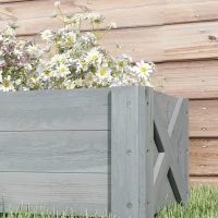 Outsunny 58L Garden Raised Bed Planter Grow Containers for Outdoor Patio Plant Flower Vegetable Pot Fir Wood, 100 x 36.5 x 36 cm, Grey(m-8)