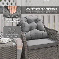 Outsunny Three-Piece Super Padded Rattan Set - Light Grey(m-5)