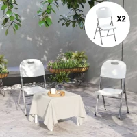 Outsunny Set of Two Foldable Outdoor Chairs - White(m-6)