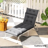 Outsunny Sun Lounger Cushion Only, 190 x 56 x 10 cm Garden Lounge Chair Cushion, UPF20+ 220gsm Fabric, Thick Sunbed Replacement Pad with 6 Ties, Dark Grey(m-9)