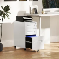 Vinsetto Three-Drawer Steel Filing Cabinet - White(m-2)