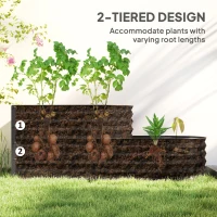 Outsunny Two-Tier Galvanised Steel Garden Planter - Dark Grey(m-4)