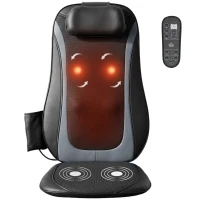 HOMCOM Back Massager with Heat, Deep Tissue Kneading Massage Chair with 3-Level Seat Vibration, Massage Chair Pad for Back Pain(m-10)