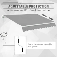 Outsunny Awning Canopy Manual Retractable Porch Sun Shade Shelter 3 x 2m Light Grey(m-6)