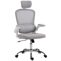HOMCOM Mesh Back Office Chair, with Lumbar Support - Grey(m-1)