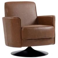 HOMCOM Upholstered Swivel Accent Chair with Thick Padding, Brown(m-1)