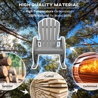Outsunny Wooden Adirondack Rocking Chair Reclining Armchair Outdoor Garden Furniture Patio Porch Rocker - Grey(m-6)
