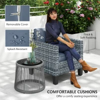 Outsunny Single Rattan Armchair, with Cushions - Light Grey(m-5)