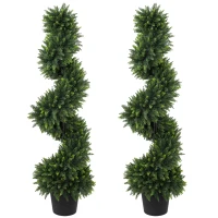 HOMCOM Decorative Artificial Plants Set of 2, UV Resistant Fake Plants in Pot for Indoor Outdoor Decor, 120 cm, Deep Green(m-9)