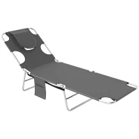 Outsunny Reclining Face Hole Sun Lounger - Dark Grey(m-10)