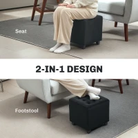 HOMCOM Velvet-Feel Square Ottoman - Grey(m-4)