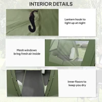 Outsunny 3 Man Camping Tent with Living Area and 2 Bedrooms, 3000mm Waterproof Family Tent with Sewn-in Groundsheet and bag, Portable Dome Shelter for Hiking, Festival, Backpacking, Green(m-6)