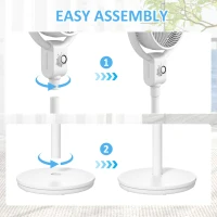 HOMCOM Pedestal Air Circulation Fan with Oscillating, White(m-7)