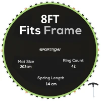 SPORTNOW Trampoline Replacement Mat with Spring Pull Tool, 42 V-Hooks, for 8ft Trampoline using 14cm Springs, Green(m-9)