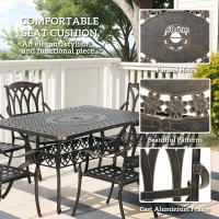 Outsunny Seven-Piece Cast Aluminium Garden Dining Set - Bronze Tone(m-7)