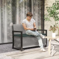 Outsunny 151.5L Storage Garden Bench, with Cushion - Grey(m-2)