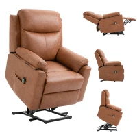 HOMCOM Faux Leather 70° Electric Riser Recliner Chair - Brown(m-10)