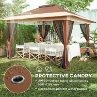 Outsunny 3.6 x 3.6m Pop-Up Gazebo, with Accessories - Brown(m-6)