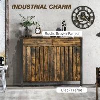 HOMCOM 93 x 119cm Rustic-Look Radiator Cover - Brown/Black(m-5)