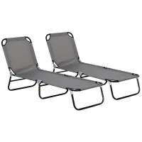 Outsunny Garden Sun Lounger, with Five-Position Back - Grey(m-1)