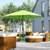 Outsunny 2.7M Garden Parasol Umbrella with Glass Fibre Ribs and Aluminium Frame, Tilting Sun Shade Shelter Canopy, Light Green(m-2)