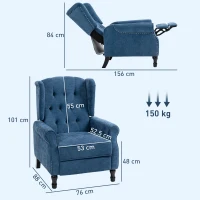 HOMCOM 150° Reclining Vintage Armchair, with footrest, Royal Blue(m-3)