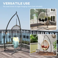 Outsunny Hammock Chair Stand Only, Hanging Chair Stand with X-Shape Base, Heavy Duty Steel Single Hammock Egg Swing Frame for Indoor Outdoor, 150 KG Load Capacity Black(m-4)