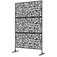 Outsunny Metal Decorative Privacy Screen Outdoor Divider, Black Twisted Lines(m-11)