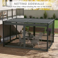 Outsunny 3 x 4m Aluminium Frame Pergola, with Retractable Roof - Dark Grey(m-5)